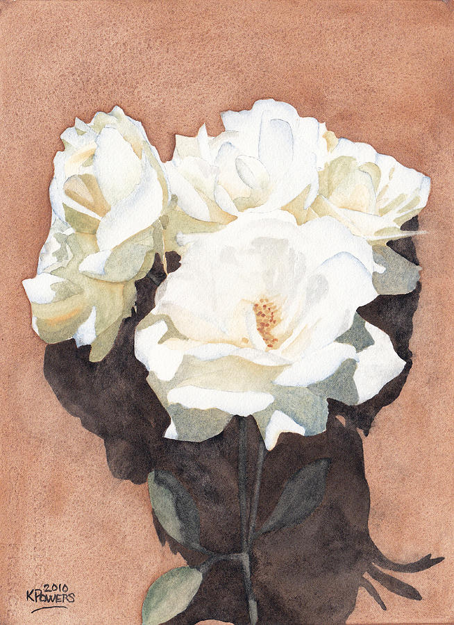 White Roses Painting by Ken Powers