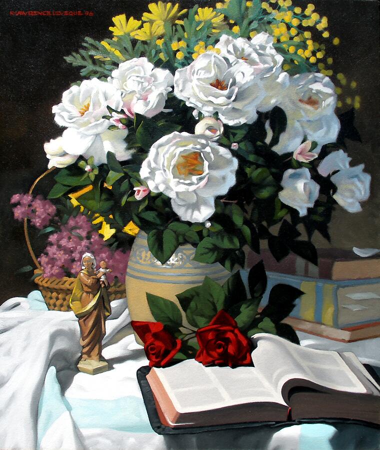 White Roses Painting by Kevin Leveque