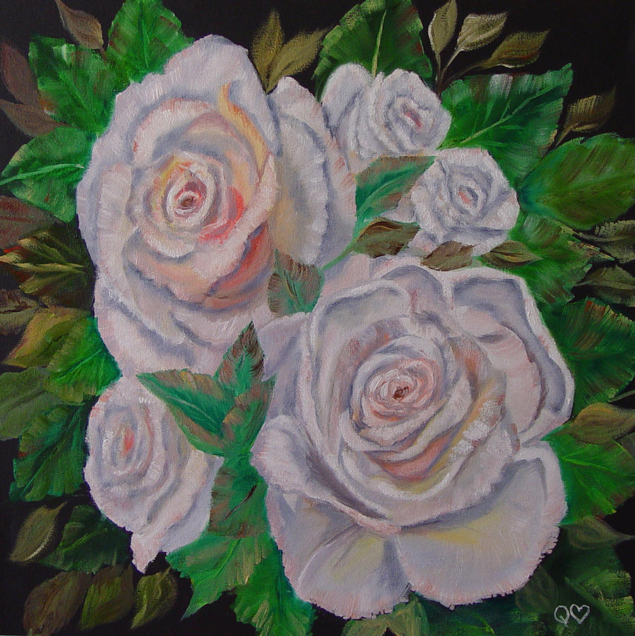 White Roses Painting by Quwatha Valentine