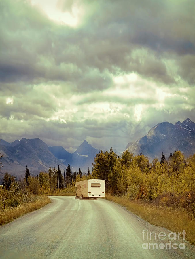 Mountain Photograph - White RV in Montana by Jill Battaglia