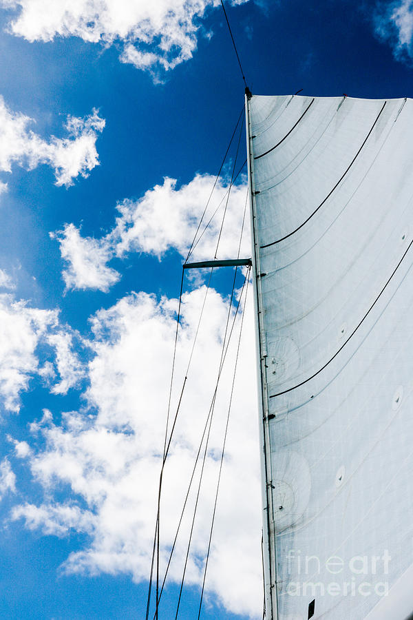 White Sail White Clouds Blue Sky Photograph by Thomas Marchessault