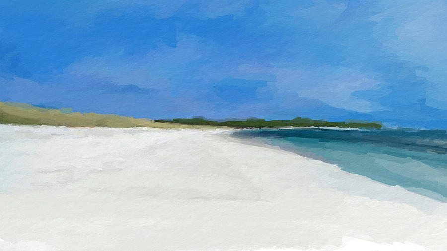 White sand Blue sky Mixed Media by Anthony Fishburne