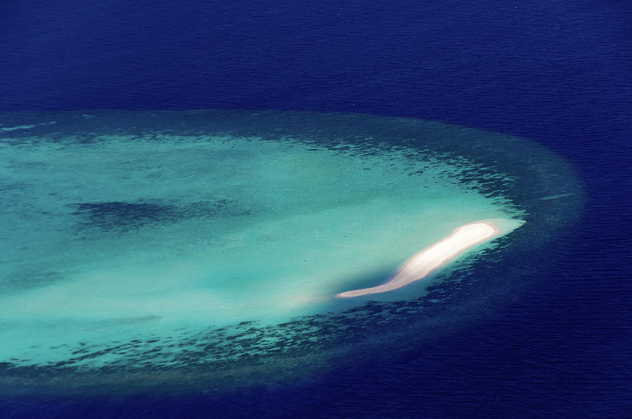White Sandbank at Coral Reef 1. Aerial Journey Around Maldives  Photograph by Jenny Rainbow