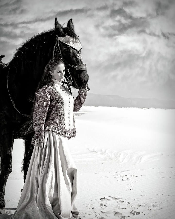 White Sands Horse and Rider #2c Photograph by Walter Herrit