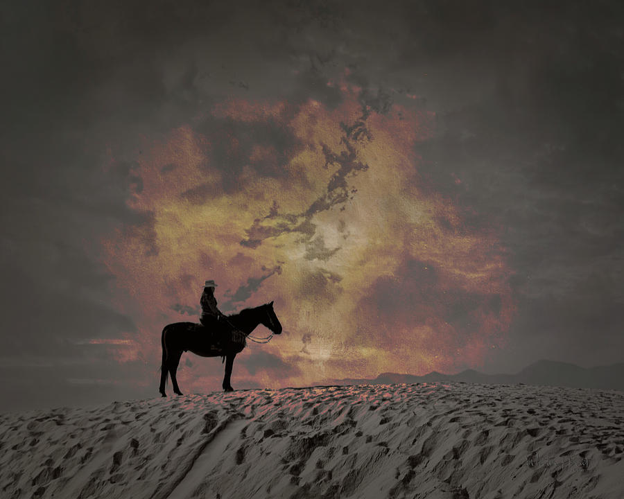 White Sands Horse and Rider #4b Digital Art by Walter Herrit
