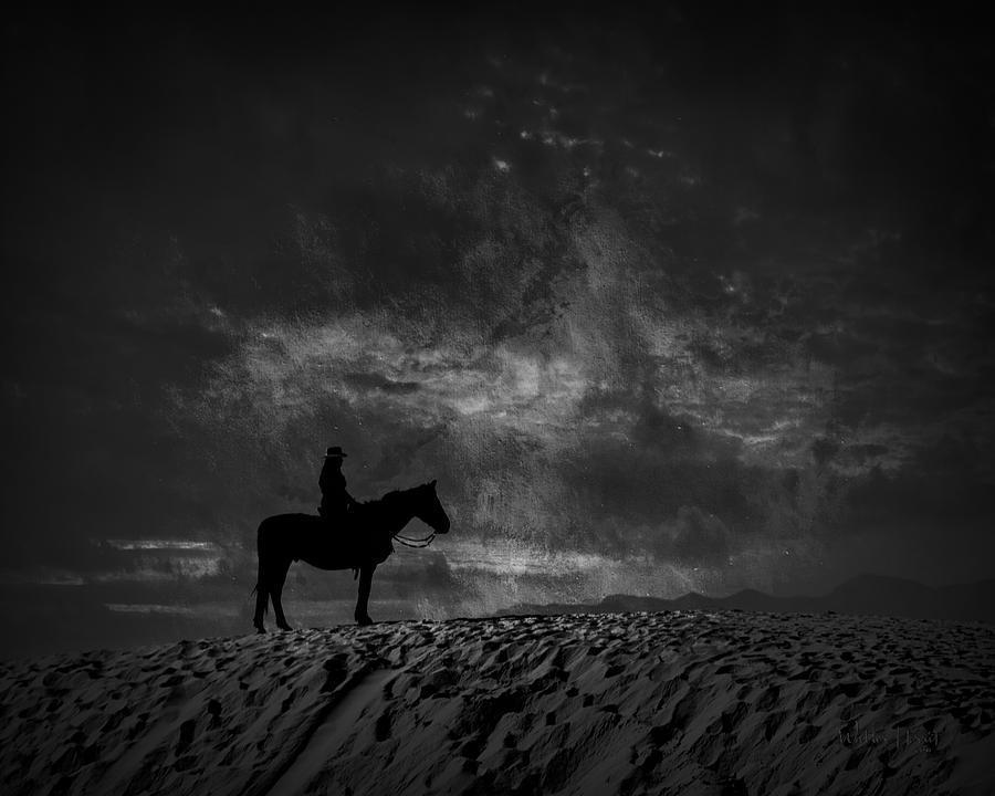 White Sands Horse and Rider #4d Photograph by Walter Herrit