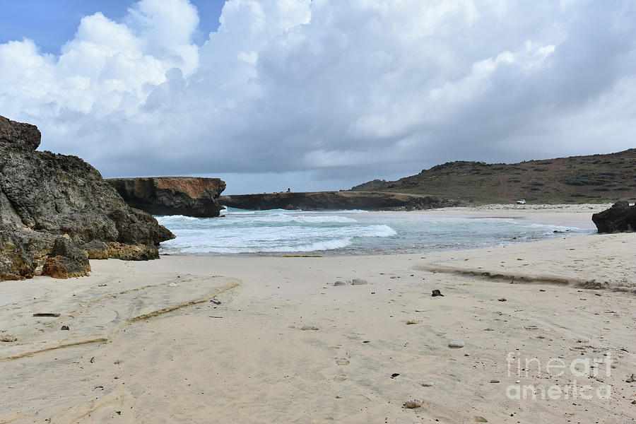Beach Photograph - White Sandy Deserted Beach on the East Coast of Aruba by DejaVu Designs