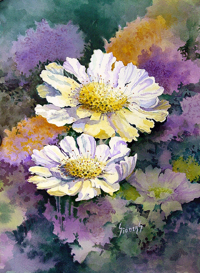Flowers Still Life Painting - White Scabious by Sam Sidders