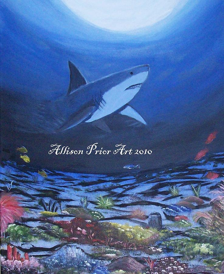 Fish Painting - White Shark by Allison Prior