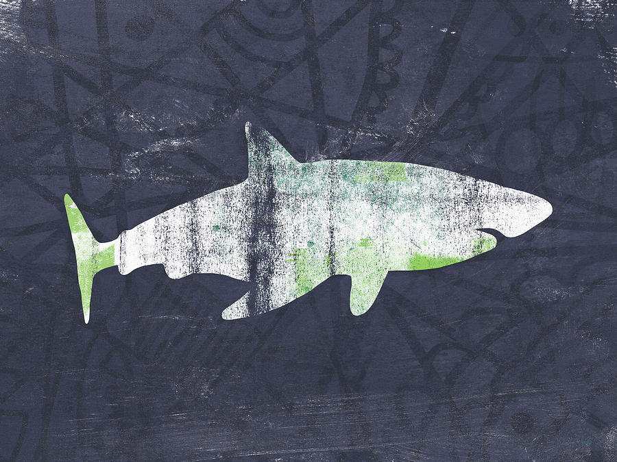 White Shark- Art by Linda Woods Painting by Linda Woods
