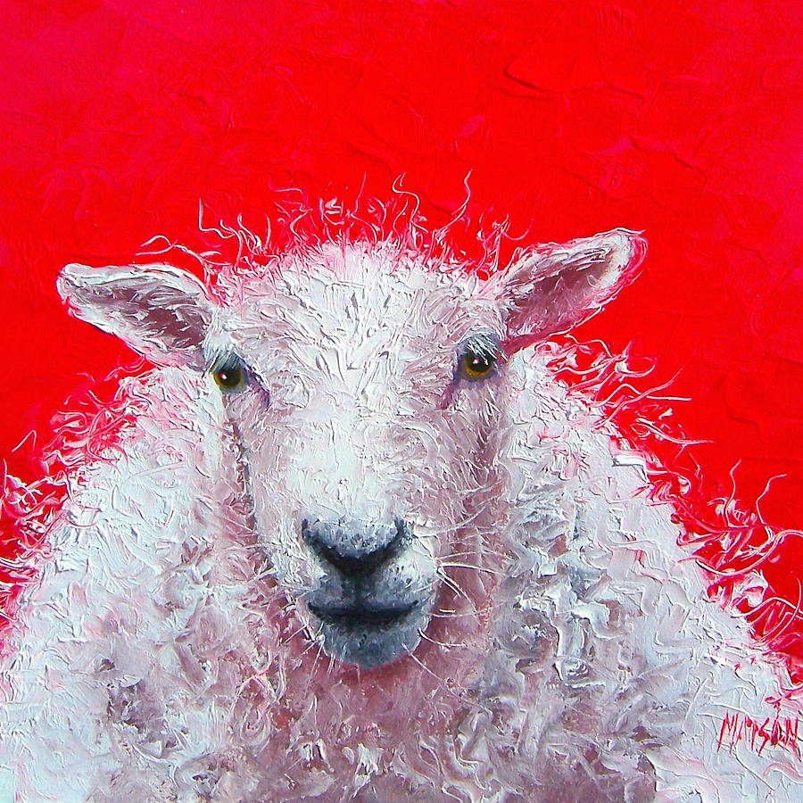 White Sheep Painting by Jan Matson