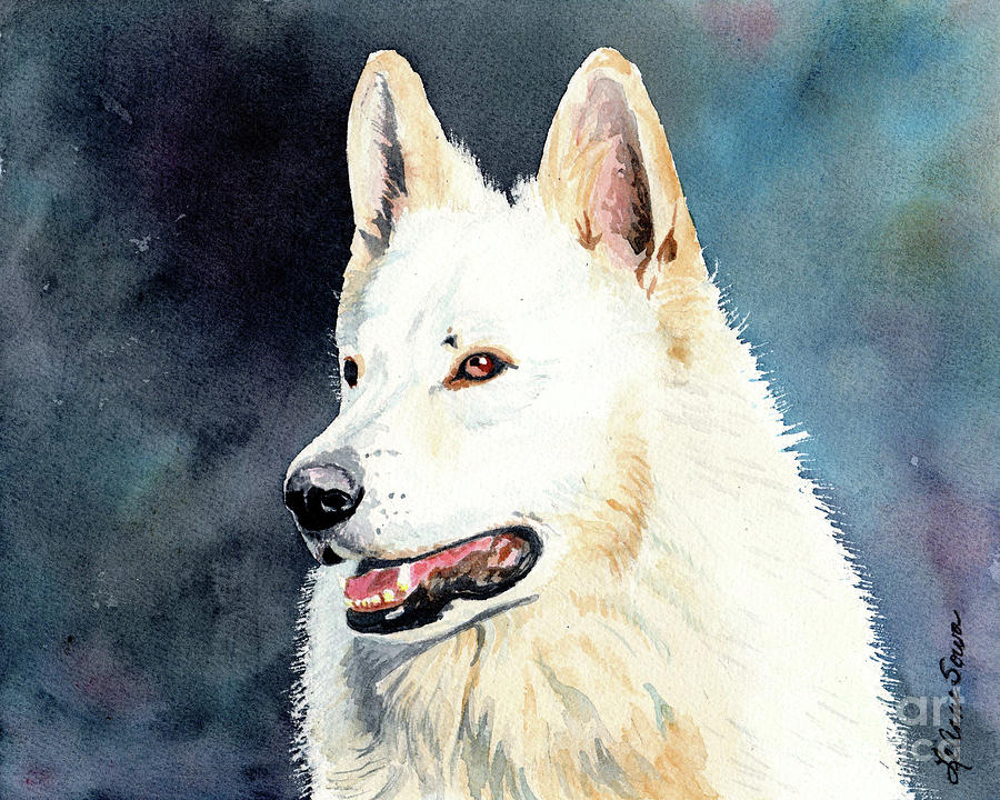 paintings of white dogs