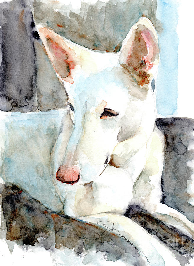 White Shepherd Dog Painting by Claudia Hafner