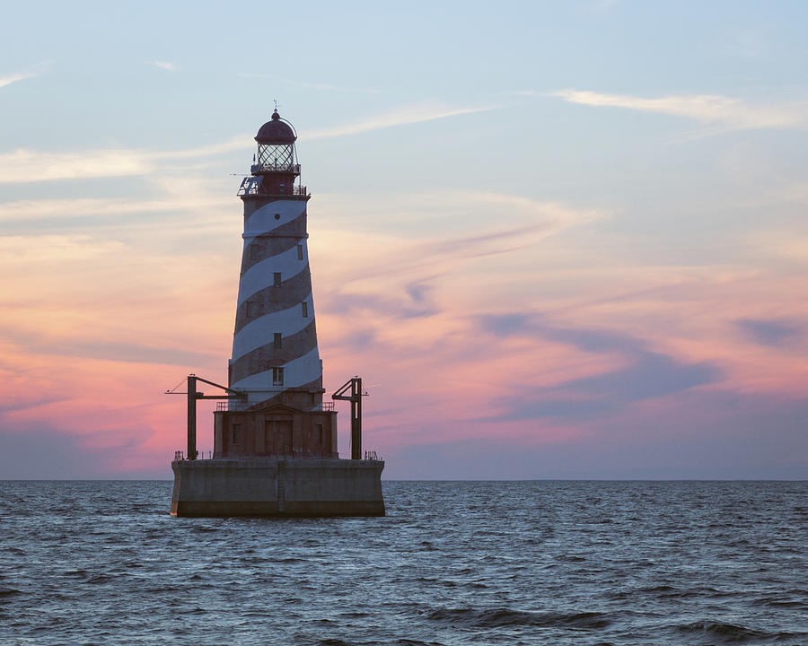 White Shoal Lighthouse at Sunset Photograph by Kimberly Kotzian - Fine ...