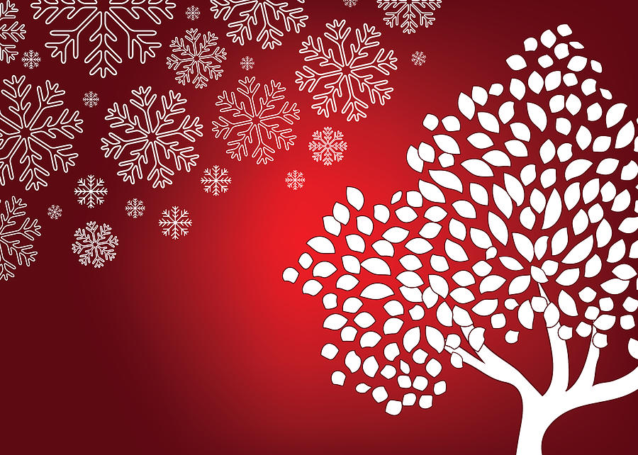 White Snowflakes And Tree Christmas Digital Art by Serena King