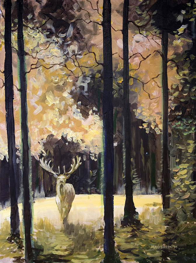 Impressionism Painting - White Stag by Melissa Herrin