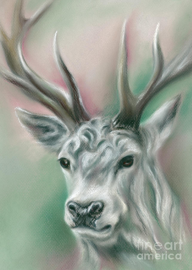 White Stag Painting by MM Anderson