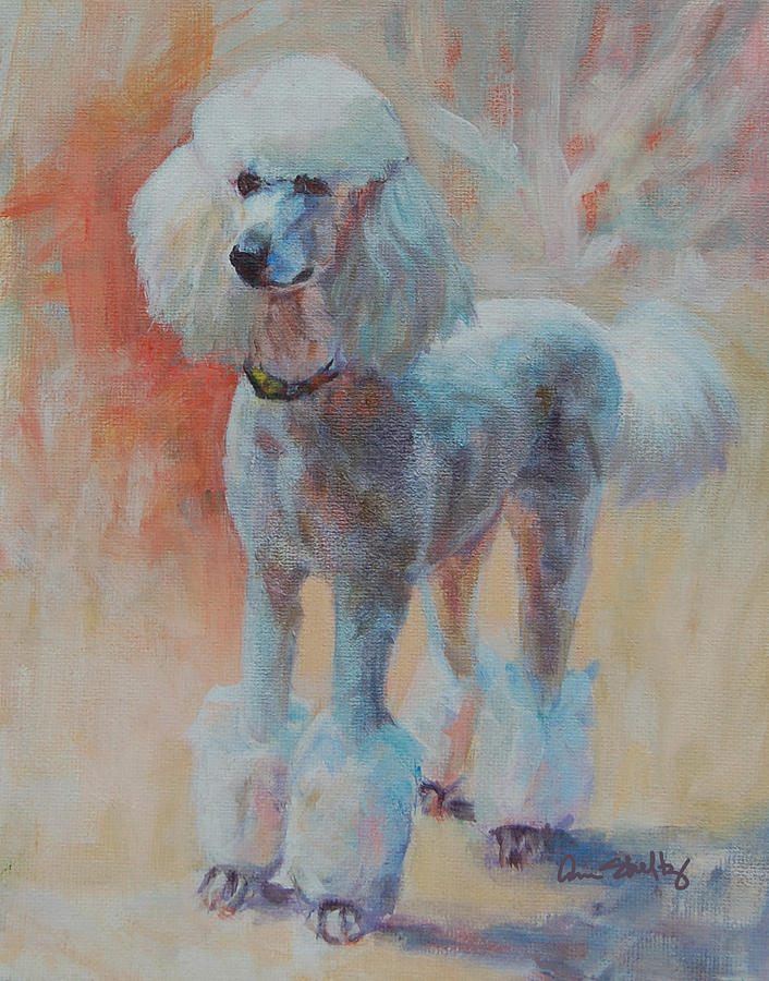 White Standard Poodle Painting by Ann Sheltz