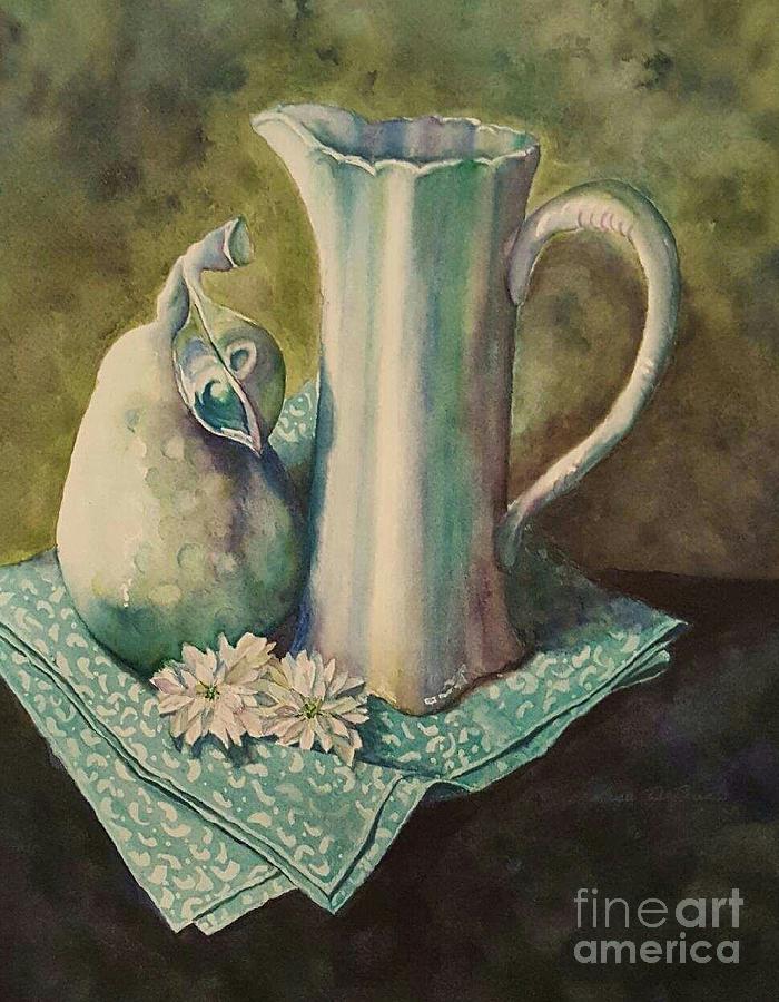 Pitcher and  Pear Painting by Lisa Debaets
