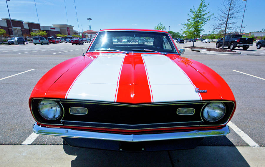 Red Camaro Photograph - White Striped Camaro by Mike Shaw