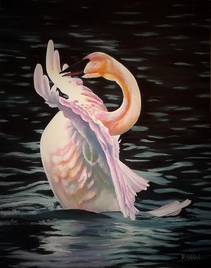 Nature Painting - White Swan by DC Houle Nature Painting - White Swan by DC Houle