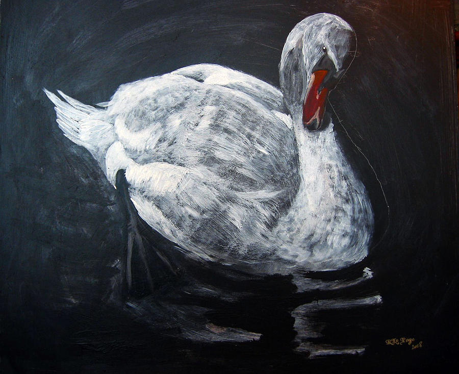 White Swan Painting by Richard Le Page