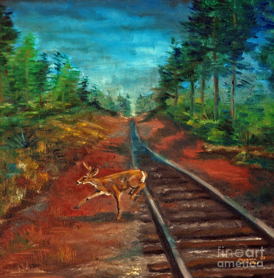 White Tail Deer in Southern Woods Painting by Suzanne McKee