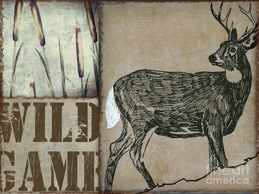 Moose Painting - White Tail Deer Wild Game Rustic Cabin by Mindy Sommers