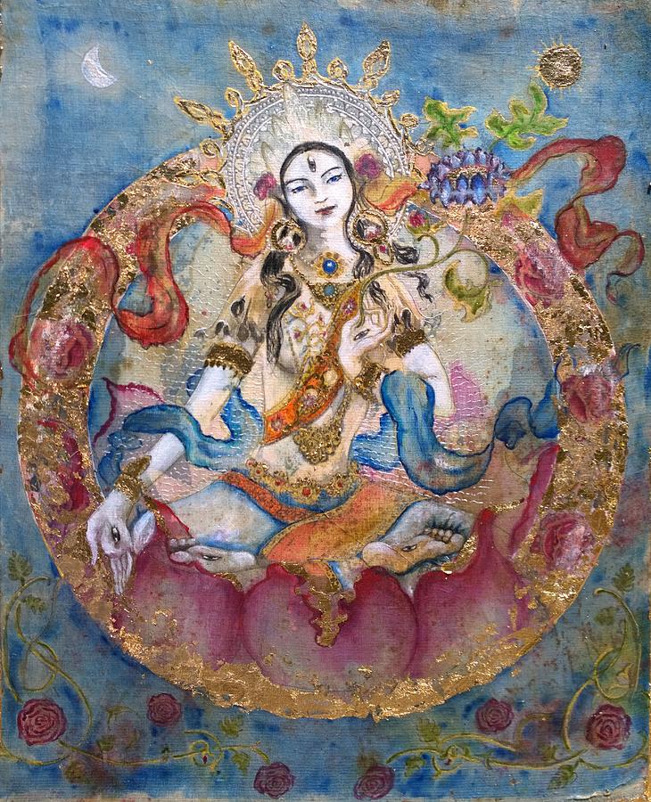 Meditation Painting - White Tara by Silk Alchemy