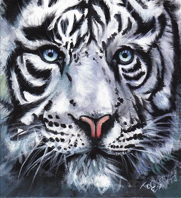 White Tiger Painting by Teresa Esparza - Fine Art America