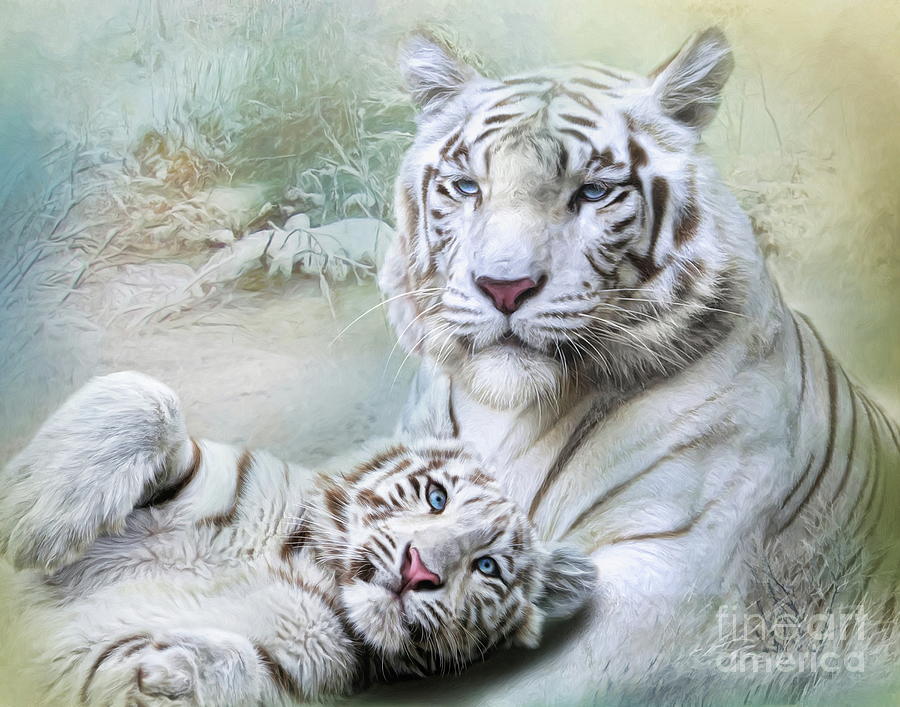  White Tiger Mixed Media by Trudi Simmonds