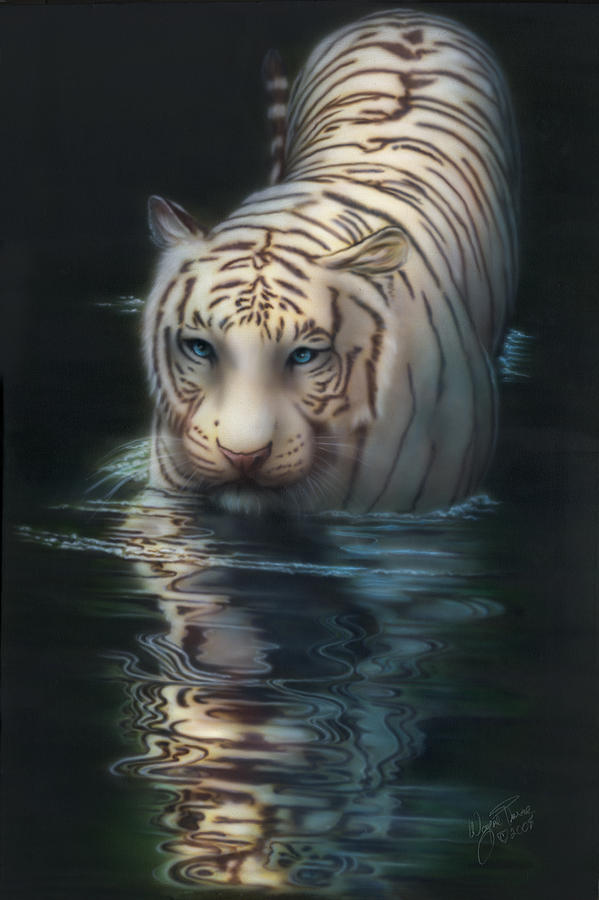 White Tiger Painting by Wayne Pruse