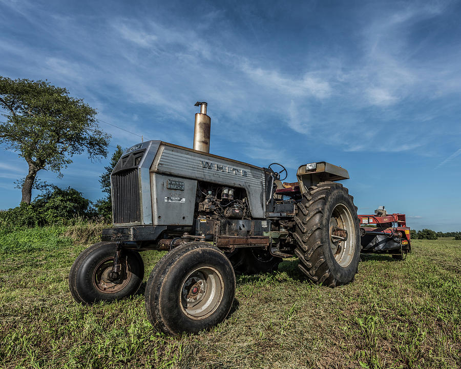 White Photograph - White Tractor by Thomas Visintainer