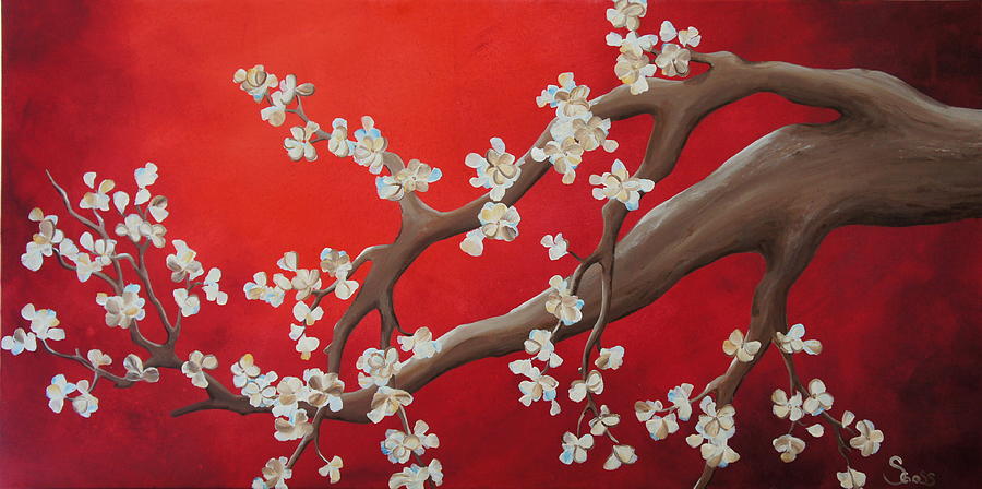 Cherry Blossom Painting Painting by Shiela Gosselin