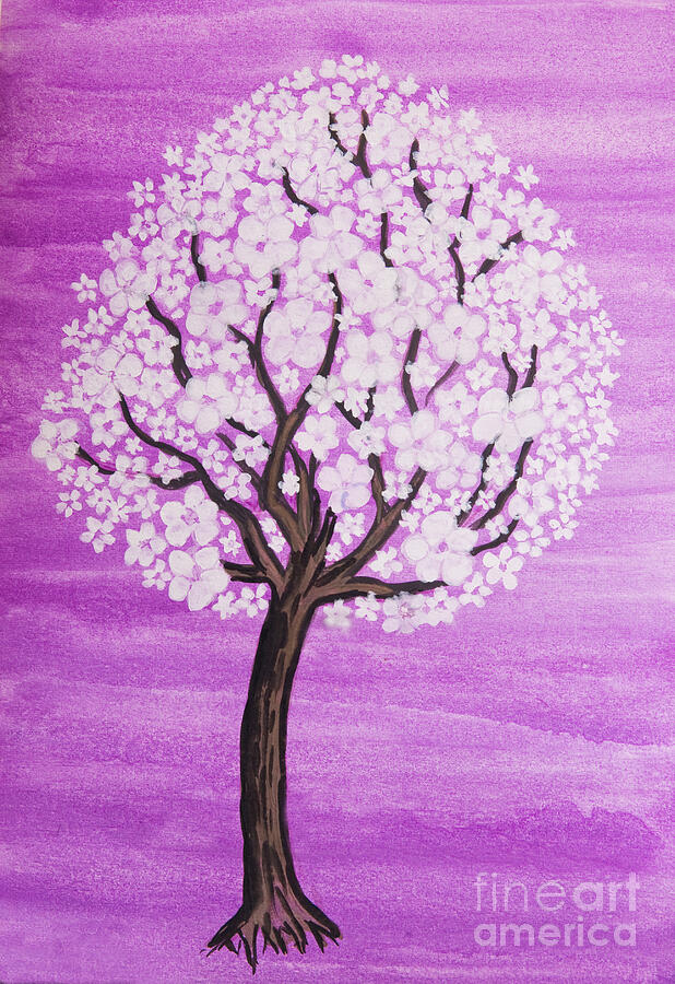 White tree in blossom Painting by Irina Afonskaya