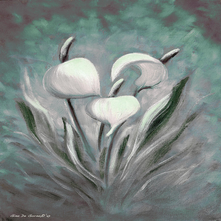 White Tropical Flowers Painting by Gina De Gorna