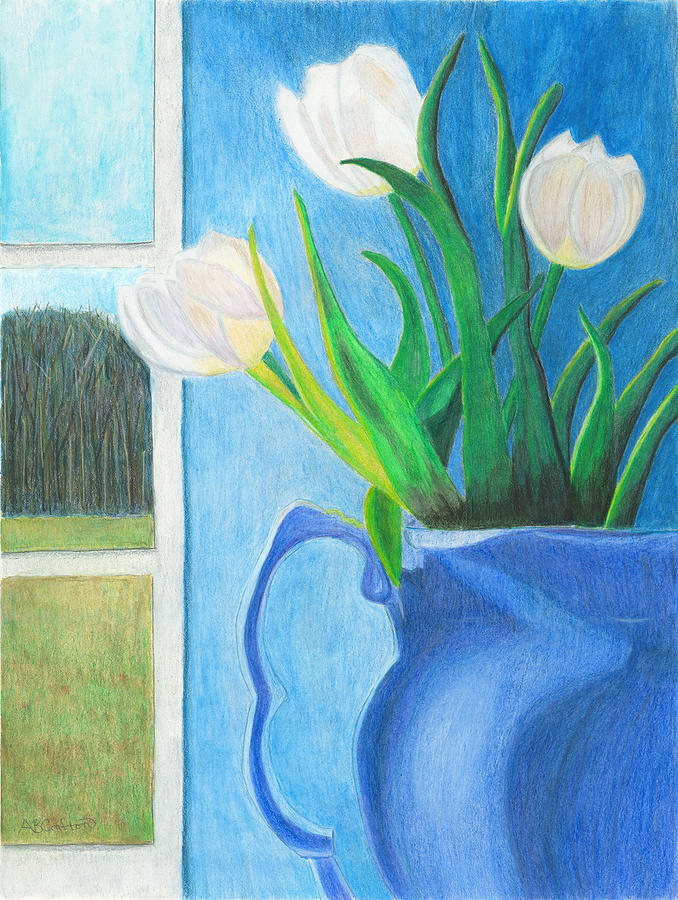 White Tulips Painting by Arlene Crafton