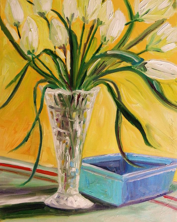 White Tulips in Cut Glass Painting by John Williams