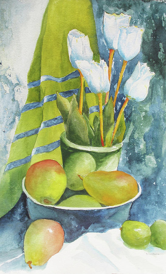 Still Life Painting - White Tulips by Mary Blumberg Still Life Painting - White Tulips by Mary Blumberg