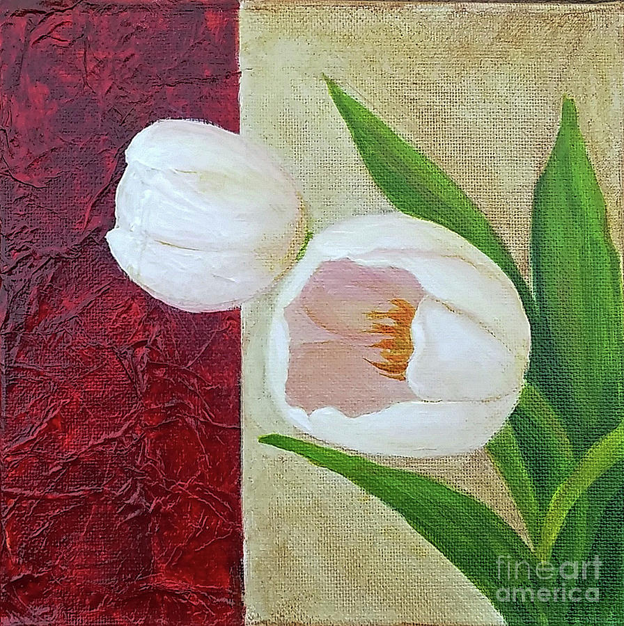 White Tulips Painting by Phyllis Howard