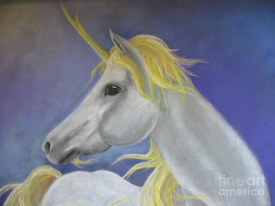 White Unicorn Pastel by Dianna West - Fine Art America