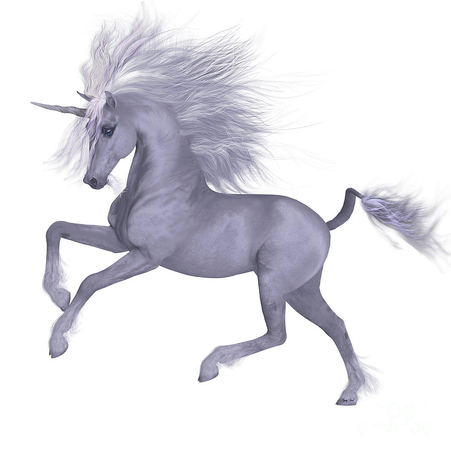 Unicorn Digital Art - White Unicorn Prancing by Corey Ford