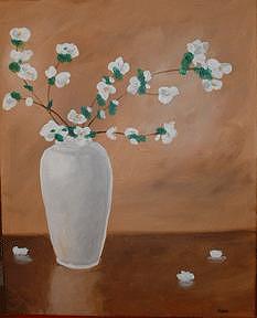 White Vase Painting by Cyndee Bessant White Vase Painting by Cyndee Bessant