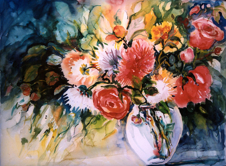 White Vase Painting by Ingrid Dohm