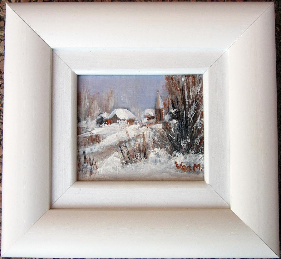  White village with frame Painting by Vesna Martinjak