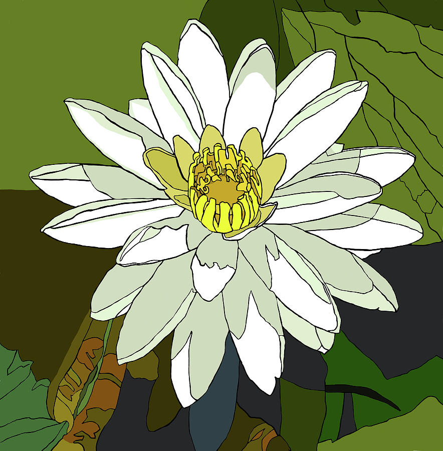 White Water Lily Painting by Jamie Downs