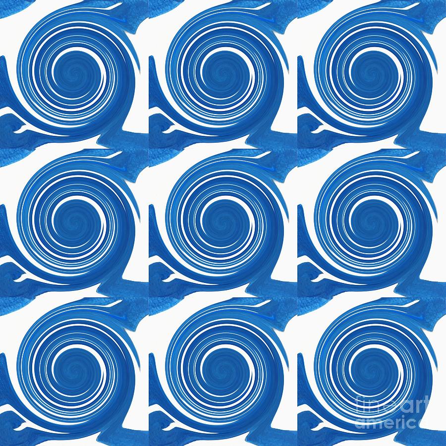 White Waves Swirling Design Digital Art by Helena Tiainen
