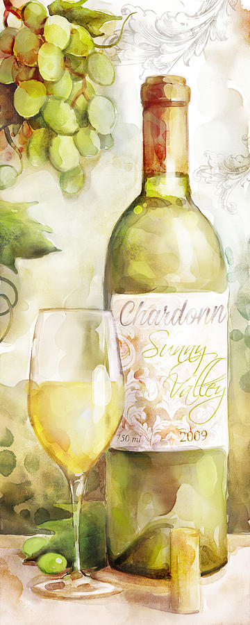 Grape Painting - White Wine Watercolor by Mauro DeVereaux