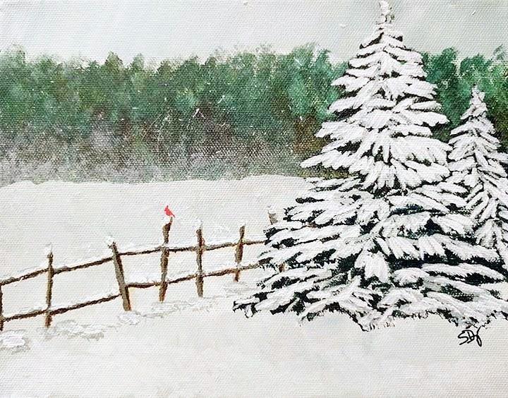 Landscape Painting - White Winter by Sheri Maines Landscape Painting - White Winter by Sheri Maines