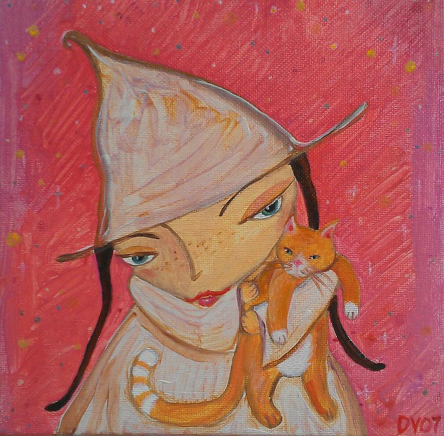 White Witch and Kitty Poo Painting by Dawn Vagts - Fine Art America